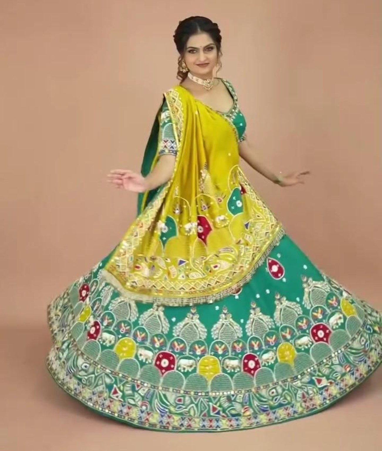 Teal & Blue Festive Lehenga