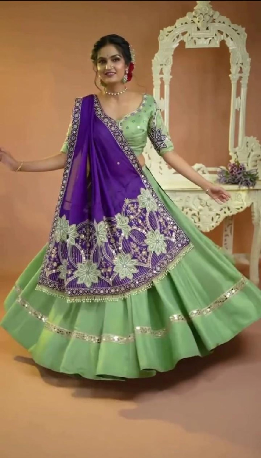 Mint & Purple Designer Lehenga