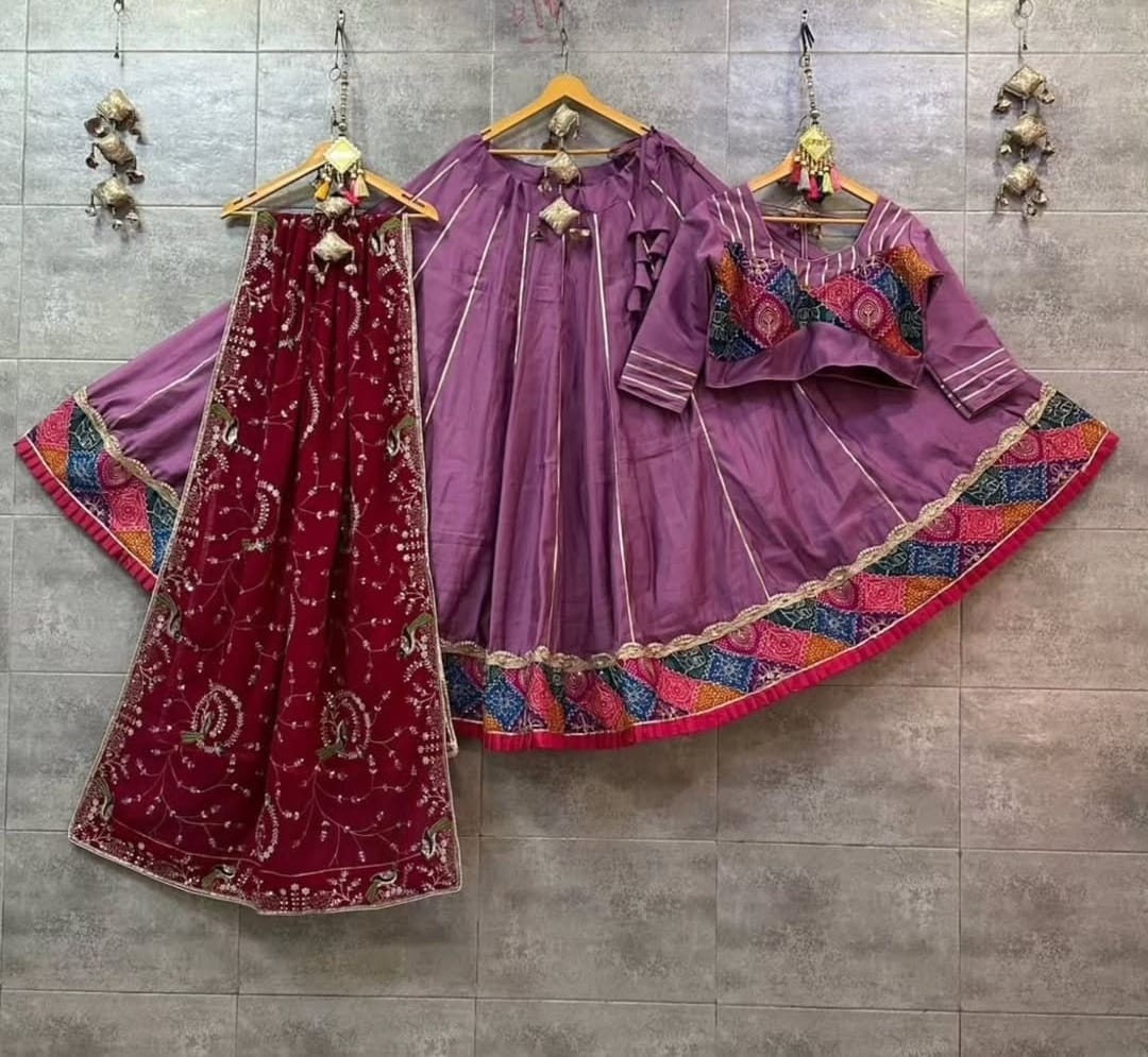Purple Printed Ghagra Set
