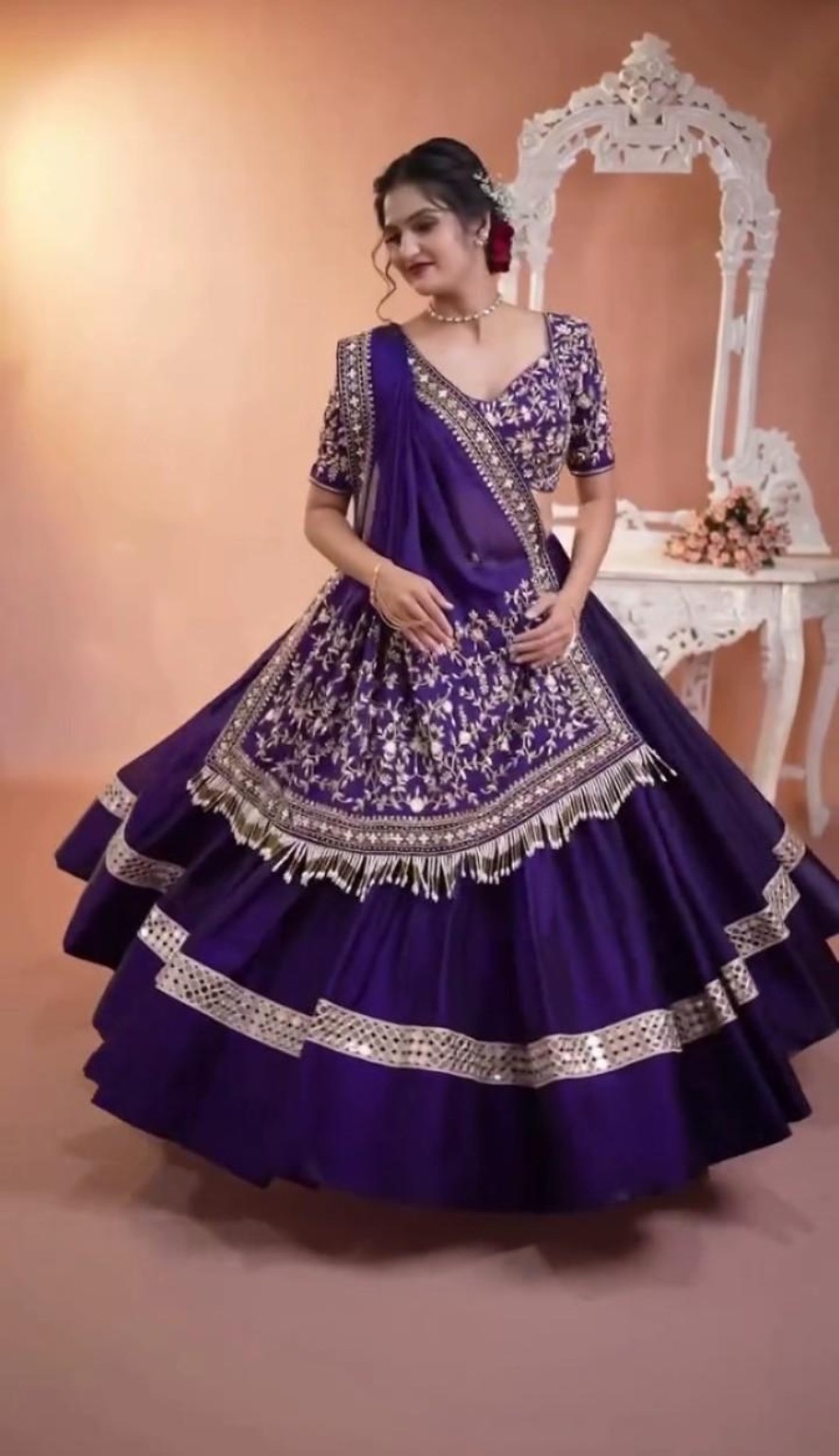 Deep Purple Embroidered Lehenga